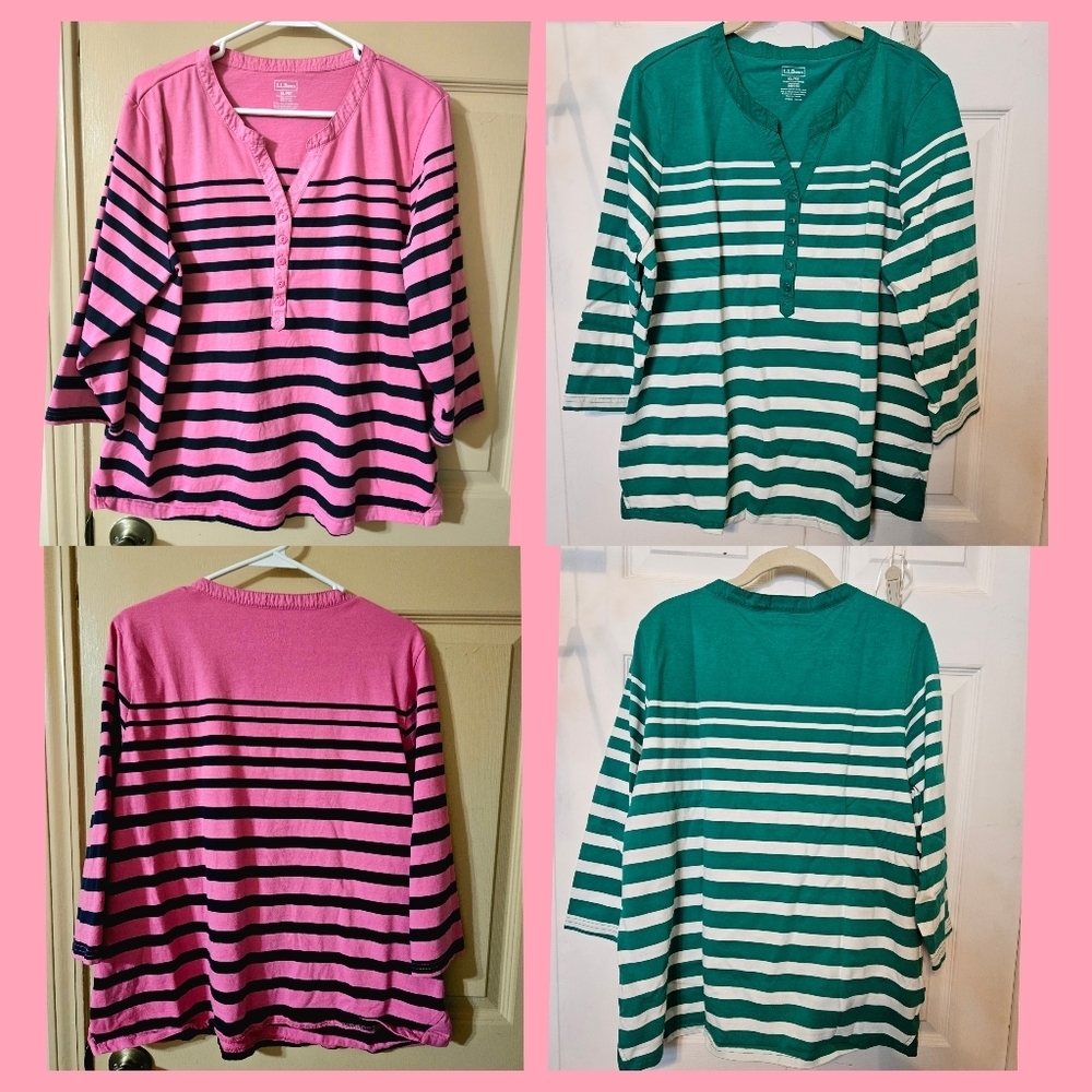 #260 L.L.Bean- Button up Henley Top- Various Colors Available See below